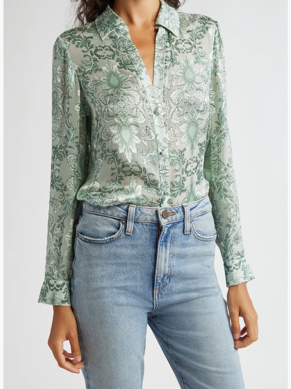 ALICE + OLIVIA
Eloise Burnout Button-Front Blouse